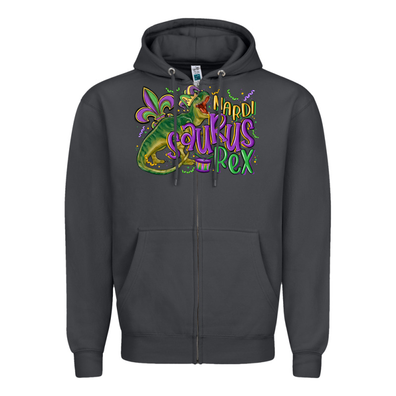 Mardi Saurus Rex Mardi Gras Zipper Hoodie by MaliasSmallBusiness | Teevron
