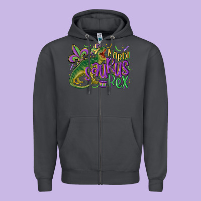 Mardi Saurus Rex Mardi Gras Zipper Hoodie Designed By Maliassmallbusiness