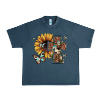 Midnight Navy leopard cross sunflower butterfly Urban Heavy Tee - JahusDesignShop