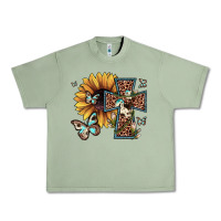Oil Green leopard cross sunflower butterfly Urban Heavy Tee - JahusDesignShop