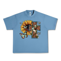 Pebble Blue leopard cross sunflower butterfly Urban Heavy Tee - JahusDesignShop