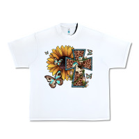 Leopard Cross Sunflower Butterfly Urban Heavy Tee | Teevron