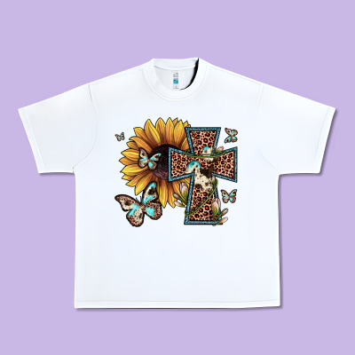 Leopard Cross Sunflower Butterfly Urban Heavy Tee Designed By Jahusdesignshop