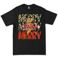 Black merry christmas lightning bolt Premium Tee - Zillion Design Studio