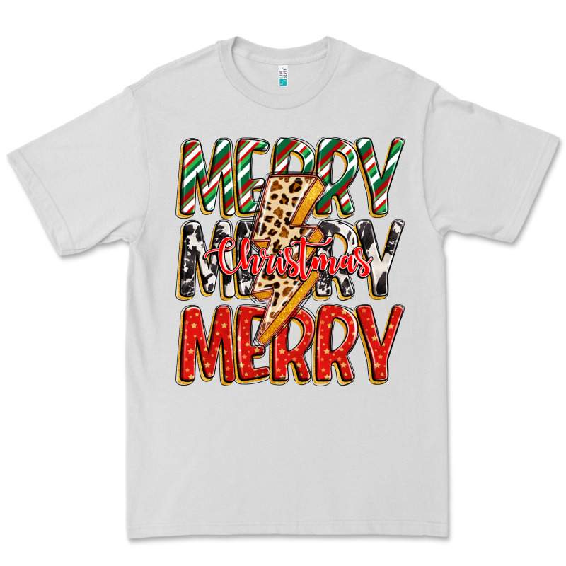 Merry Christmas Lightning Bolt Premium Tee by Zillion Design Studio | Teevron