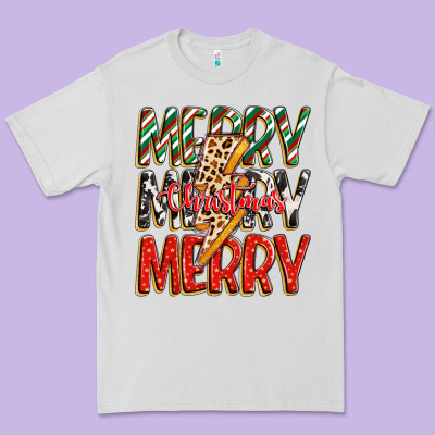 Merry Christmas Lightning Bolt Premium Tee Designed By Zillion Design Studio