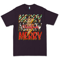 Plum merry christmas lightning bolt Premium Tee - Zillion Design Studio