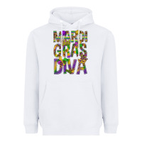 White Mardi Gras diva Heavyweight Hoodie - BundleAndBundleShop