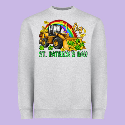 I Dig St Patrick S Day Bulldozer Heavyweight Sweatshirt Designed By Jahusdesignshop