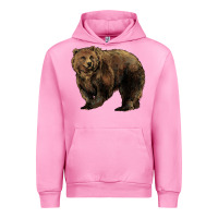 Fuchsia Pink Grizzly Bear Urban Hoodie - HowdyJamesFarm