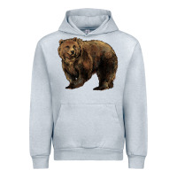 Heather Grey Grizzly Bear Urban Hoodie - HowdyJamesFarm