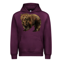 Mauve Wine Grizzly Bear Urban Hoodie - HowdyJamesFarm