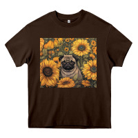 Chocolate Brown pug Heavy Core Tee - Unal Design