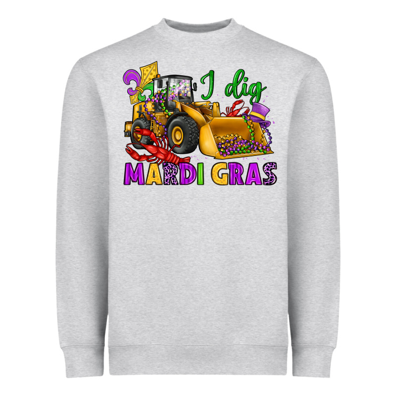 I Dig Mardi Gras Bulldozer Heavyweight Sweatshirt by JahusDesignShop | Teevron