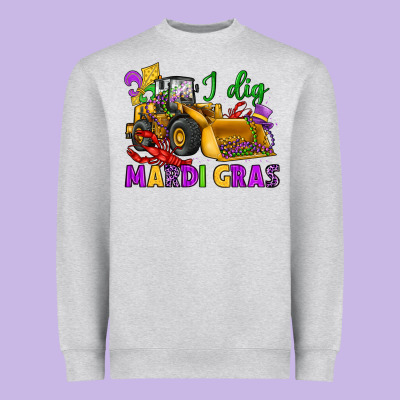 I Dig Mardi Gras Bulldozer Heavyweight Sweatshirt Designed By Jahusdesignshop