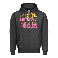 Charcoal Heather birthday boss Zipper Hoodie - MaliasSmallBusiness