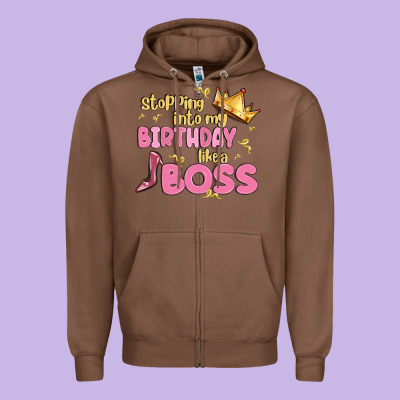 Birthday Boss Zipper Hoodie Designed By Maliassmallbusiness