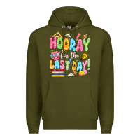 Army Green hooray for the last day white Premium Hoodie - JahusDesignShop