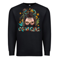 Black Western Cowgirl Braid Hair Premium Sweatshirt - BundleAndBundleShop
