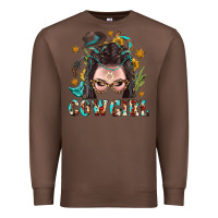 Chestnut Western Cowgirl Braid Hair Premium Sweatshirt - BundleAndBundleShop