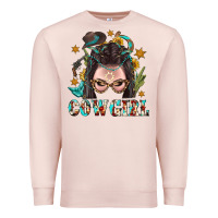 Pale Pink Western Cowgirl Braid Hair Premium Sweatshirt - BundleAndBundleShop