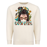 Sandshell Western Cowgirl Braid Hair Premium Sweatshirt - BundleAndBundleShop