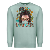 Seafoam Western Cowgirl Braid Hair Premium Sweatshirt - BundleAndBundleShop