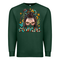 Sports Green Western Cowgirl Braid Hair Premium Sweatshirt - BundleAndBundleShop