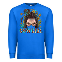 True Royal Western Cowgirl Braid Hair Premium Sweatshirt - BundleAndBundleShop