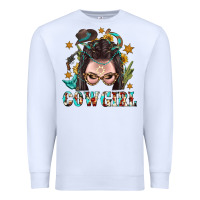 White Western Cowgirl Braid Hair Premium Sweatshirt - BundleAndBundleShop