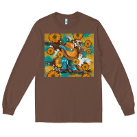 Chestnut sunflowers and cowboy boots with cowhide and glitter tumbler Long Sleeve Tee - Artiststas