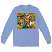 Colony Blue sunflowers and cowboy boots with cowhide and glitter tumbler Long Sleeve Tee - Artiststas