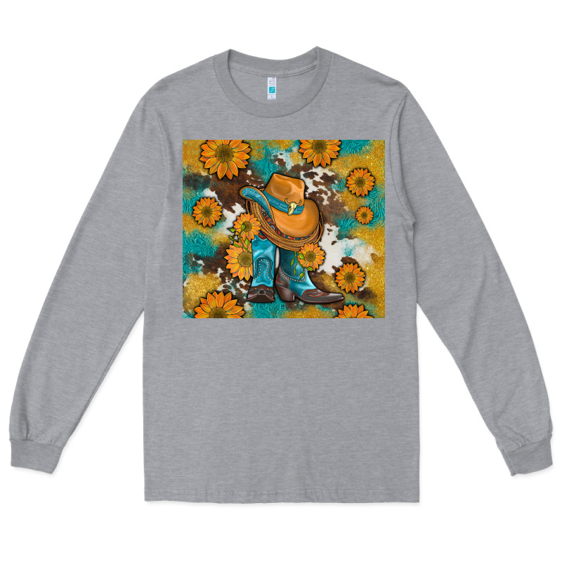 Sunflowers And Cowboy Boots With Cowhide And Glitter Tumbler Long Sleeve Tee by Artiststas | Teevron