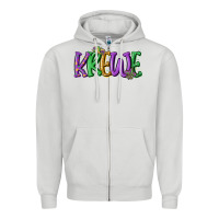 Dove Grey mardi gras krewe Zipper Hoodie - MaliasSmallBusiness