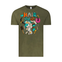 Vintage Olive bullskull hairstlist Vintage Tee - AdoDesignShop