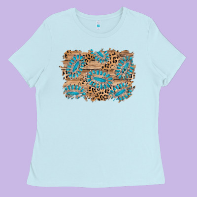 Gemstone Wood Leopard Background Ladies Tee Designed By Adodesignshop