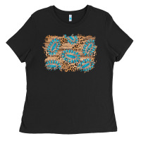 Black gemstone wood leopard background Ladies Tee - AdoDesignShop
