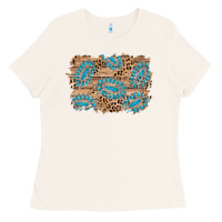 Bone gemstone wood leopard background Ladies Tee - AdoDesignShop