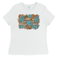 White gemstone wood leopard background Ladies Tee - AdoDesignShop