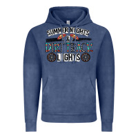 Vintage Denim summer night & dirt track lights Vintage Hoodie - CowhideDigitalArt