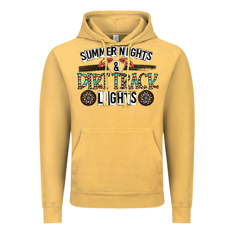 Summer Night & Dirt Track Lights Vintage Hoodie by CowhideDigitalArt | Teevron