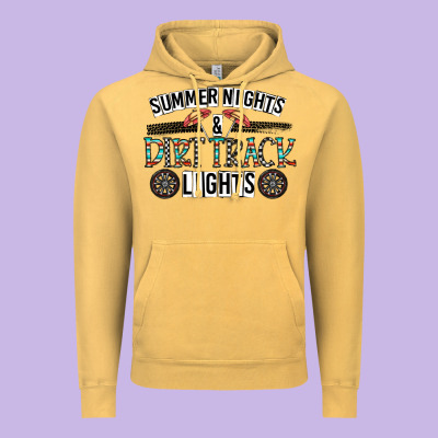 Summer Night & Dirt Track Lights Vintage Hoodie Designed By Cowhidedigitalart