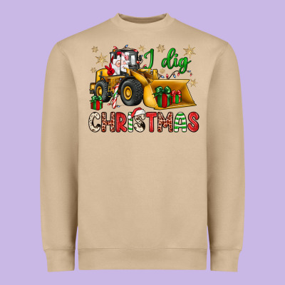 I Dig Christmas Bulldozer Santa Heavyweight Sweatshirt Designed By Jahusdesignshop