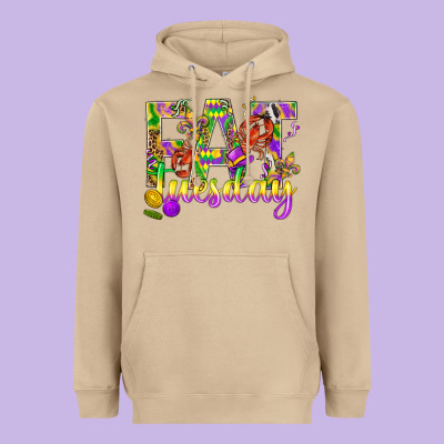 Mardi Gras Fat Tuesday Heavyweight Hoodie Designed By Bundleandbundleshop