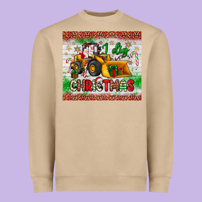 I Dig Christmas Bulldozer Santa Heavyweight Sweatshirt Designed By Jahusdesignshop