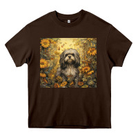 Chocolate Brown shih tzu Heavy Core Tee - Unal Design