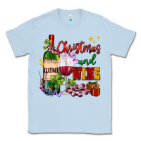 Dusty Blue Christmas and wine Classic Tee - AdoDesignShop