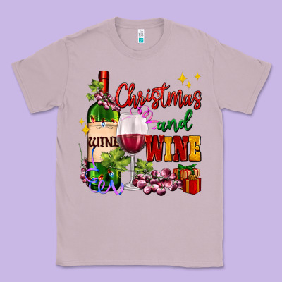 Christmas And Wine Classic Tee Designed By Adodesignshop