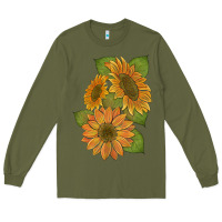 Army Green sunflowers b Long Sleeve Tee - Artiststas