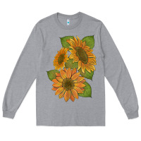 Heather Grey sunflowers b Long Sleeve Tee - Artiststas